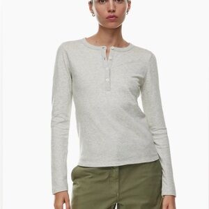 ARITZIA Sunday Best Light Gray Long Sleeve Henley Top